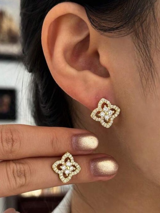 Macy's Jewelry - Macy's Gold Floral Crystal Stud Earrings